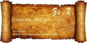 Zsolnay Réka névjegykártya