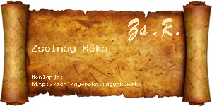 Zsolnay Réka névjegykártya